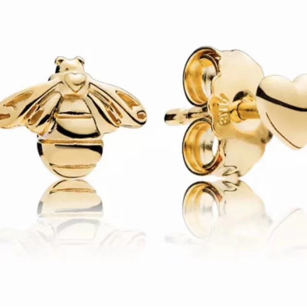 Pandora Shine Bee & Heart Stud Earrings